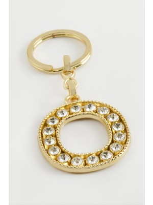 Ds-Derin Sarı Renkli Taşlı Harf Anahtarlık-O