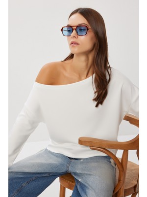 Açık Omuzlu Yumuşak Modal Bluz LRX0014 Ekru