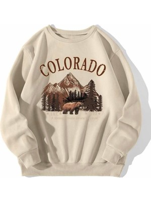 Unisex Colorado Baskılı Oversize Sweatshirt