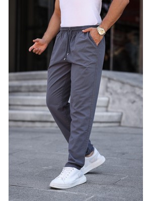 Haki Renk Erkek Yazlık Keten Karışımı Relaxed Pantolon