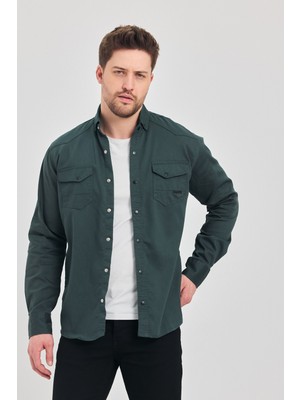 Erkek Gömlek Slim Fit Erkek Kot Gömlek