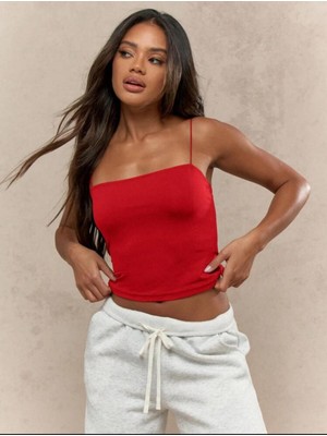 Kadın Ip Askılı Örme Body Bluz