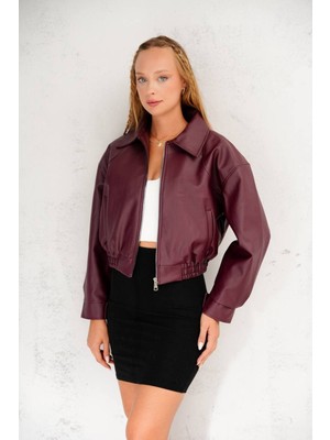 Oversize Yeni Sezon Bomber Deri Ceket