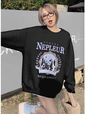 Unisex Nepleur Baskılı Oversize Sweatshirt