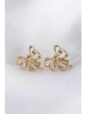 Pirinç Gold Renk Fiyonk Küpe