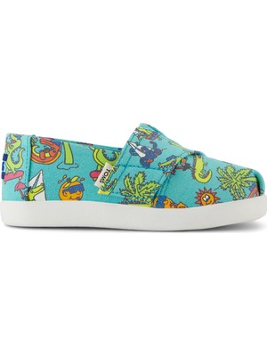 Kız Çocuk Espadril / Keten 10022103 Toms Alpargata Classic Glow In The Dark Miami Alligators Aqua