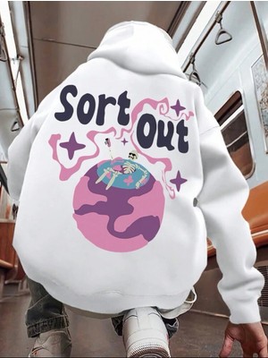 Unisex Sort Out Baskılı Oversize Sweatshirt