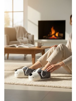 Unisex Panduf Köpek Figürlü Pofuduk Peluş Panduf