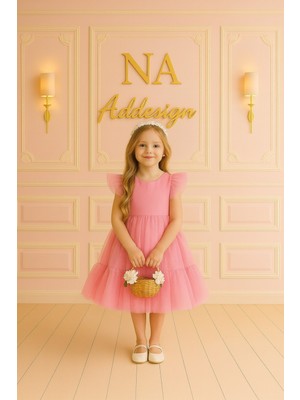 Kabarı Tüllü Prenses Elbise (Kırmızı, Fuşya, Açık Pembe, Bebek Mavisi, Saks Mavisi, Siyah, Beyaz)