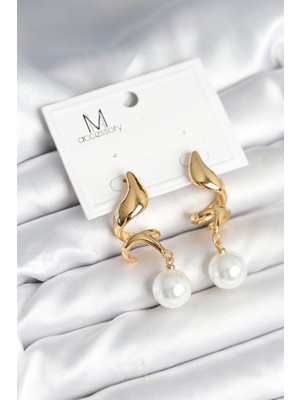 Inci Detaylı Sarmal Model Gold Renk Pirinç Kadın Küpe