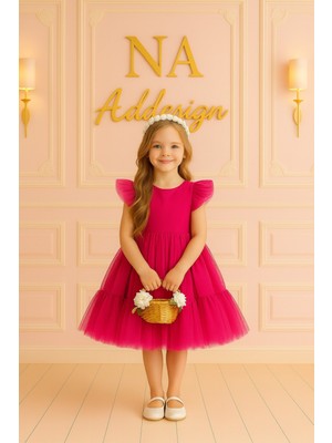 Kabarı Tüllü Prenses Elbise (Kırmızı, Fuşya, Açık Pembe, Bebek Mavisi, Saks Mavisi, Siyah, Beyaz)