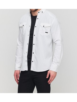 Erkek Gömlek Slim Fit Erkek Kot Gömlek