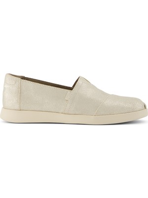 Kadın Espadril / Keten 10021548 Toms Alpargata Plus  Metallic Suede Champagne