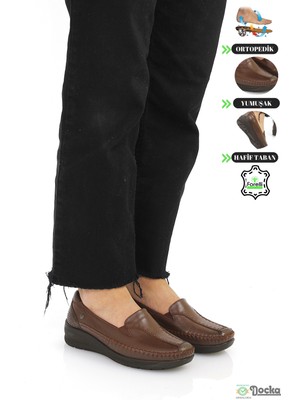 Forelli Kadın Ortopedik Bağcıksız Hakiki Deri Düz Taban Günlük Anne Ayakkabısı F5KZ/CM55022