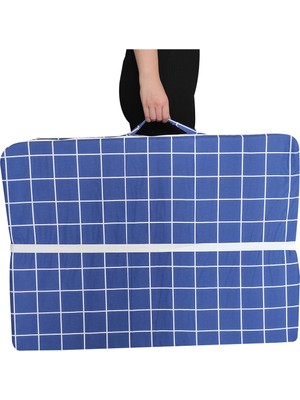 Katlanır Yer Minderi Süngerli Minder Mavi Pano 80X180 Cm-6 cm Tek Kişilik