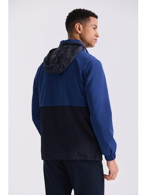 Jakamen Mavi Comfort Fit Hakim Yaka Mevsimlik Mont