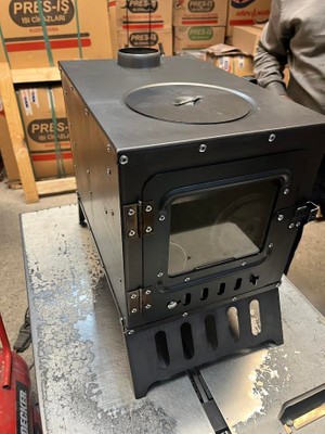 Çancı  Karavan,  Çadır , Kamp  Için Mini Kuzine Soba Kalın Sac LÜKS