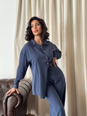 Kadın Oversize Gömlek & Palazzo Pantolon Salaş Ikili Takım