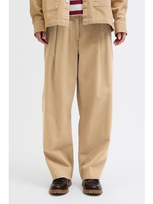 Jack & Jones Kadın Jxmaddy Pantolon Orta Bel Barrel Kesim 80% Pamuk Kahverengi Model 12282465