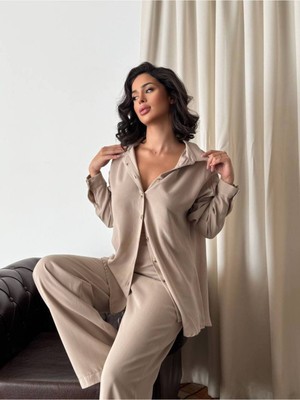 Kadın Oversize Gömlek & Palazzo Pantolon Salaş Ikili Takım