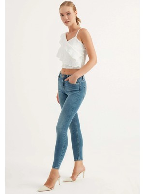 Denim Trip NELLY Skinny Fit Orta İndigo Kadın Jean Pantolon
