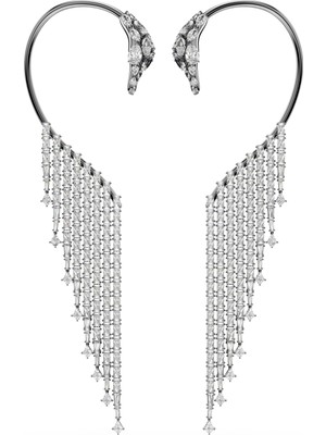 Swarovski 5714555 The Vienna Collection Ear Cuffs, Swan, White, Ruthenium Plated