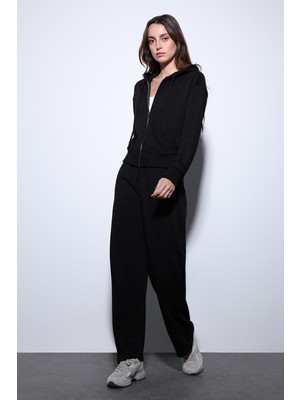 Antioch Siyah Kapüşonlu Kadın Sweatshirt