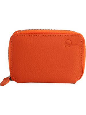 Hakiki Deri Kadın Fermuarlı Cüzdan Küçük Boy Çok Bölmeli Tozluğu ile Birlikte