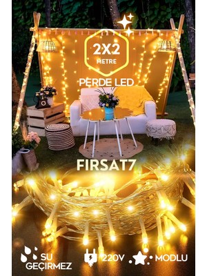 Perde LED 2x2 Metre 8 Fonksiyonlu Perde LED Işık Saçak LED 300 Ledli Yılbaşı Işığı Süsü Fişli LED
