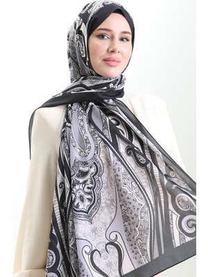 Desenli Soft Şal 70313-14 Siyah Gri