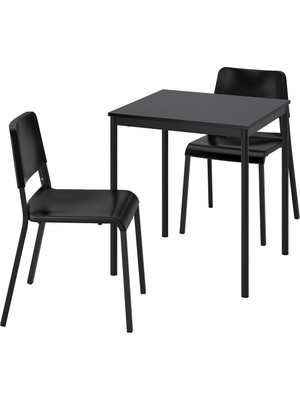 Mutfak Masası Takımı, Siyah, 2 Sandalyeli