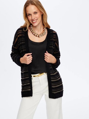 Faik Sönmez Transparan Detaylı Kadın Triko Hırka W26TRH004