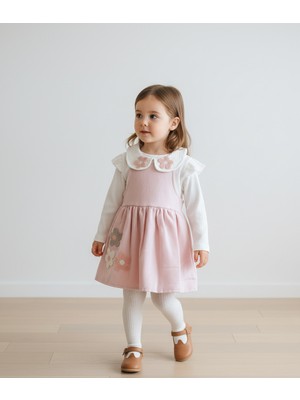 Papatya Nakışlı Bebek Yaka Süzene Elbise