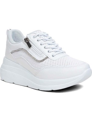 Flet Zenne 207 Cilt Bej Beyaz Siyah Ortopedik Spor Ayakkabı