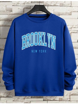 Unisex Brooklyn Baskılı Oversize Sweatshirt
