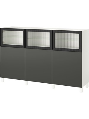 Dolap Kombinasyonu, Beyaz-Koyu Gri, 180X42X112 Cm, Lappvıken-Fallsvık, Stubbarp