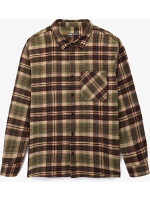 Regular Fit Uzun Kollu Cep Detaylı Klasik Yaka Oduncu Gömleği