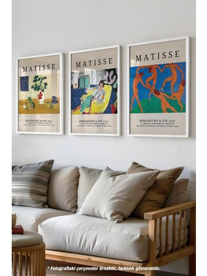 Matisse Vintage 3'lü Beyaz Çerçeveli Poster, Tablo Seti No:14