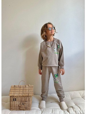 Cg Kids Minecraft Açık Kahve Erkek Çocuk 2 Iplik Alt Üst Takım Süper Kalite Kumaş