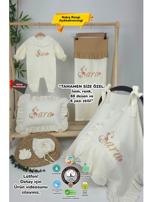Müslin Yeni Doğan 4katlı Organik %100PAMUK Kişiye Özgü Nakışlı Hastane Çıkış Seti (Papatya Model-13)