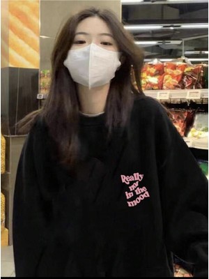 Unisex Really Not In The Mood Baskılı Oversize Sweatshirt