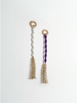 El Yapımı Makrome Duvar Süsü - 2 Parça Jüt Ip & Ahşap Halkalı Minimal Bohem Duvar Dekoru