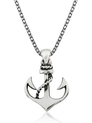 925 Ayar Gümüş Deniz Çapası Erkek Gümüş Kolye