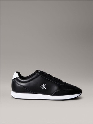 Calvın Kleın Erkek Kalın Rahat Tabanlı  Bağcıklı Deri Siyah-Beyaz Sneaker YM0YM01355 0gm
