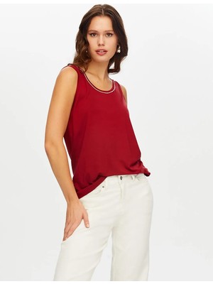 Faik Sönmez Yakası Şeritli Kadın Askılı Bluz W26ATL002