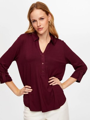 Faik Sönmez Polo Yaka Kadın Uzun Kollu T-Shirt BW26TSH004