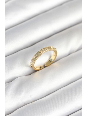 Pirinç Gold Renk Zirkon Taşlı Kadın Yüzük - PRT3500EB09229