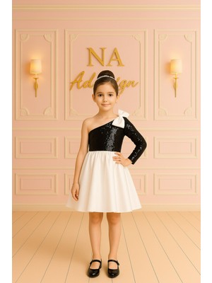 Tek Omuz Pul Payetli ve Saten Etekli Kabarık Elbise – Özel Gün Elbisesi