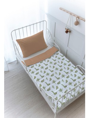 Tuğba Kuğu Montessori Yorgan Seti (95X195 Cm) - Iconic Serisi - Yeşil Dinozorlar