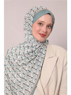 Su Yeşili Zigzag Desen Club Şal